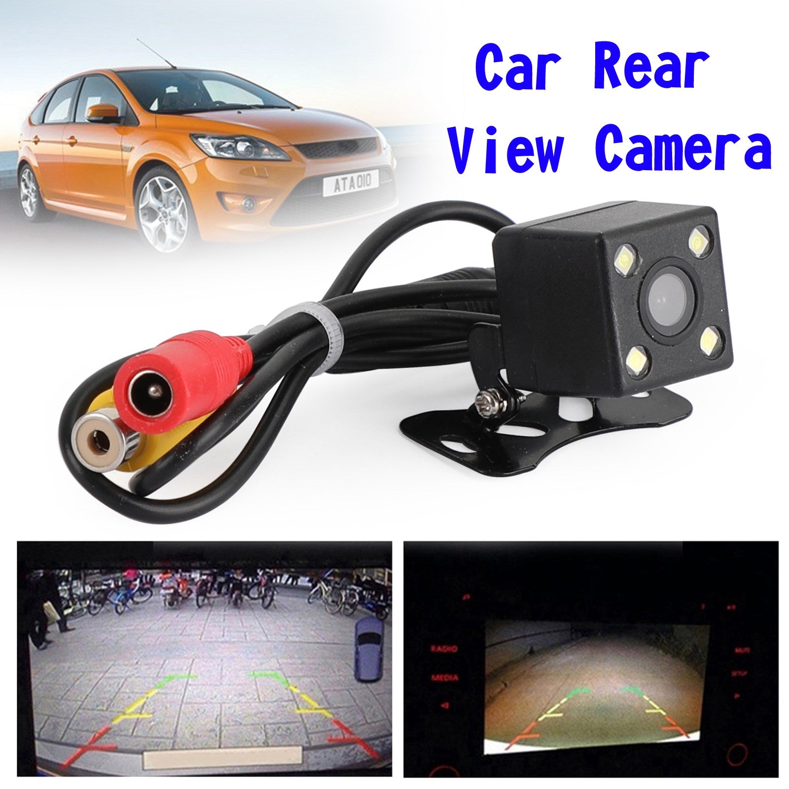 Universal 4 LED HD Reverse Backup CDD Camera Parking License Plate Camera