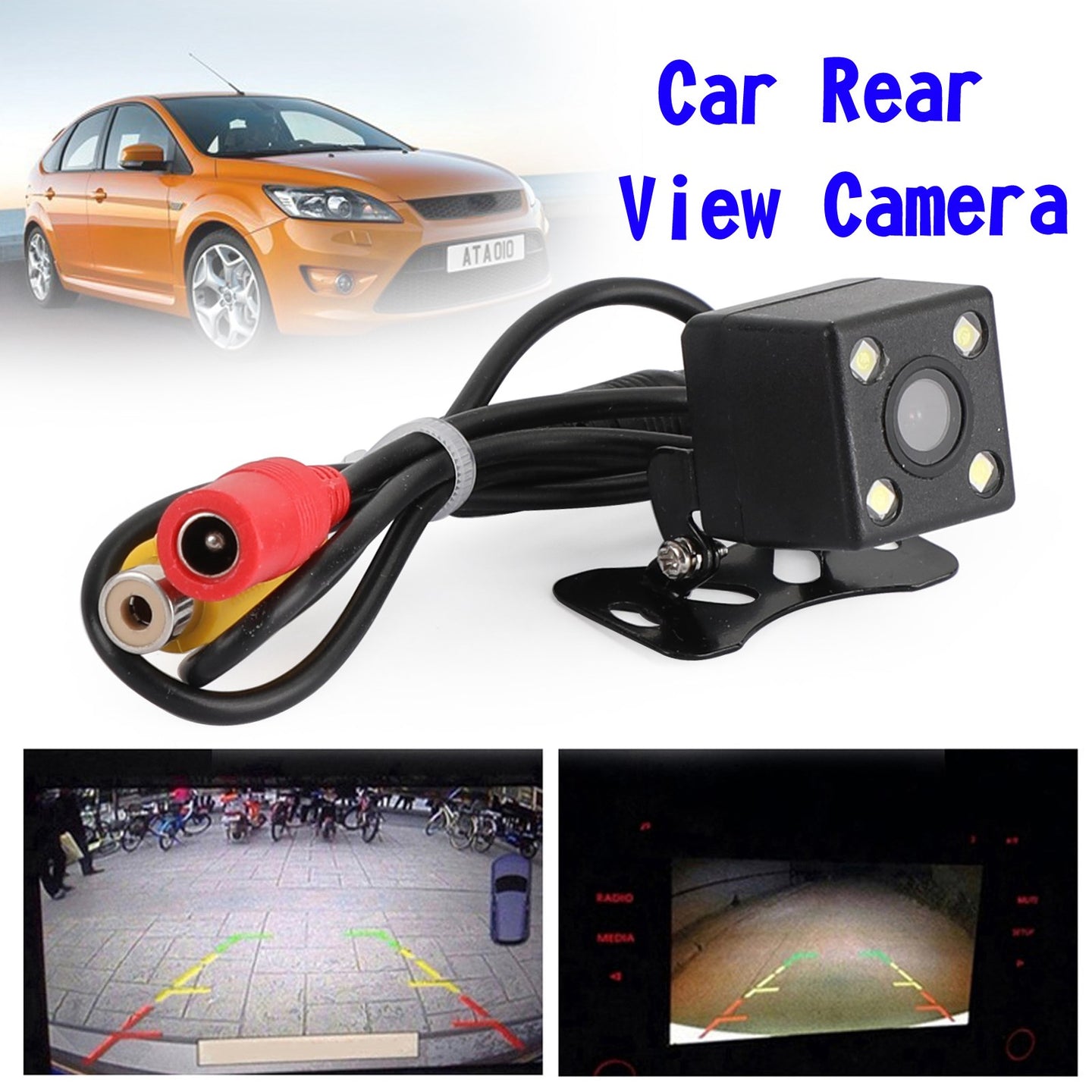 Universal 4 LED HD Reverse Backup CDD Camera Parking License Plate Camera