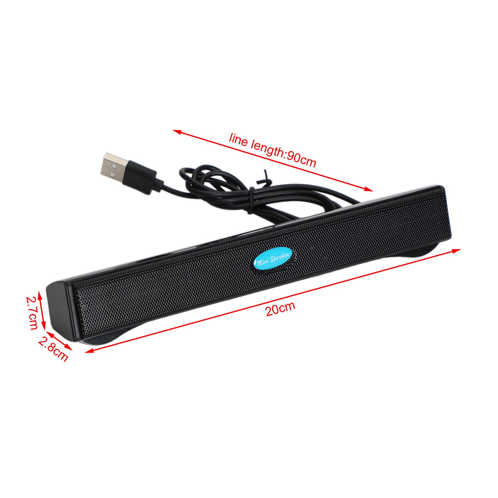USB Power Computer Speakers Stereo Sound Bar With Clip for Desktop Laptop Black