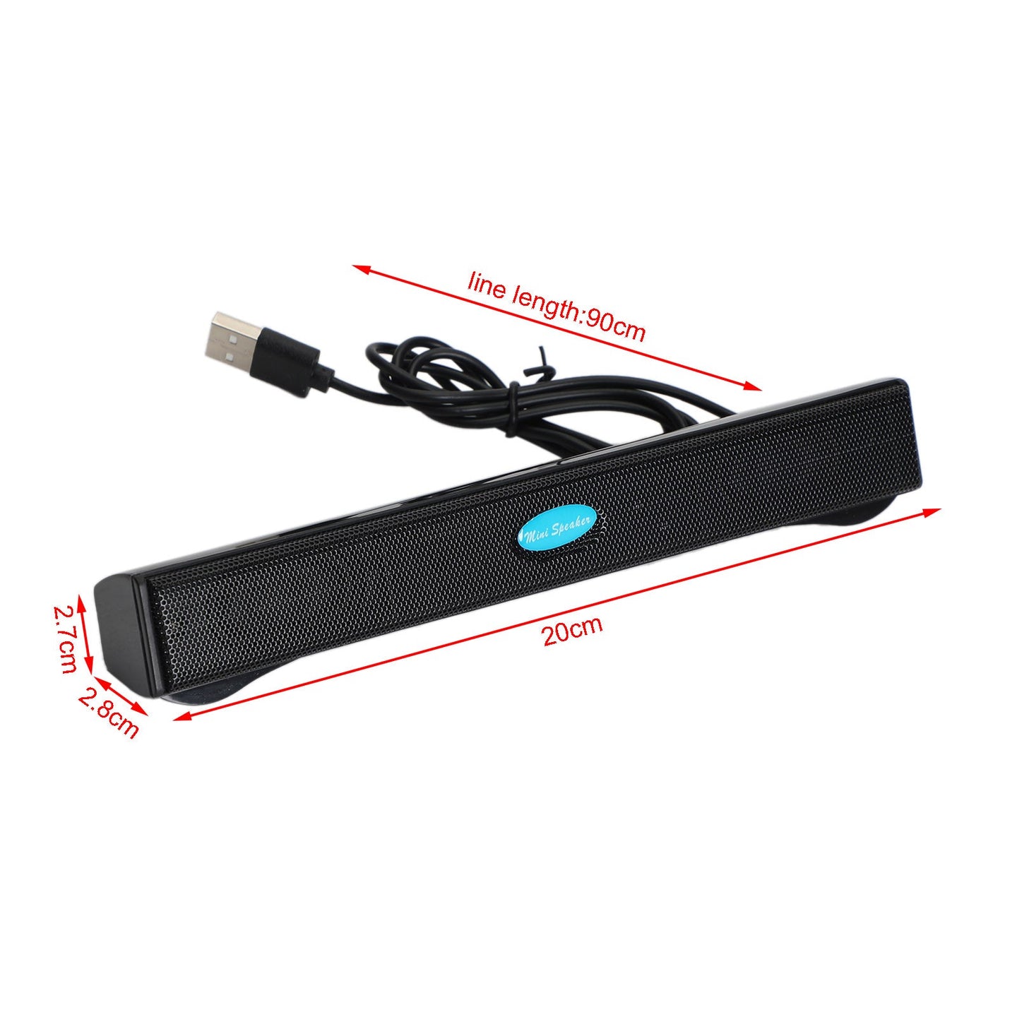 USB Power Computer Speakers Stereo Sound Bar With Clip for Desktop Laptop Black