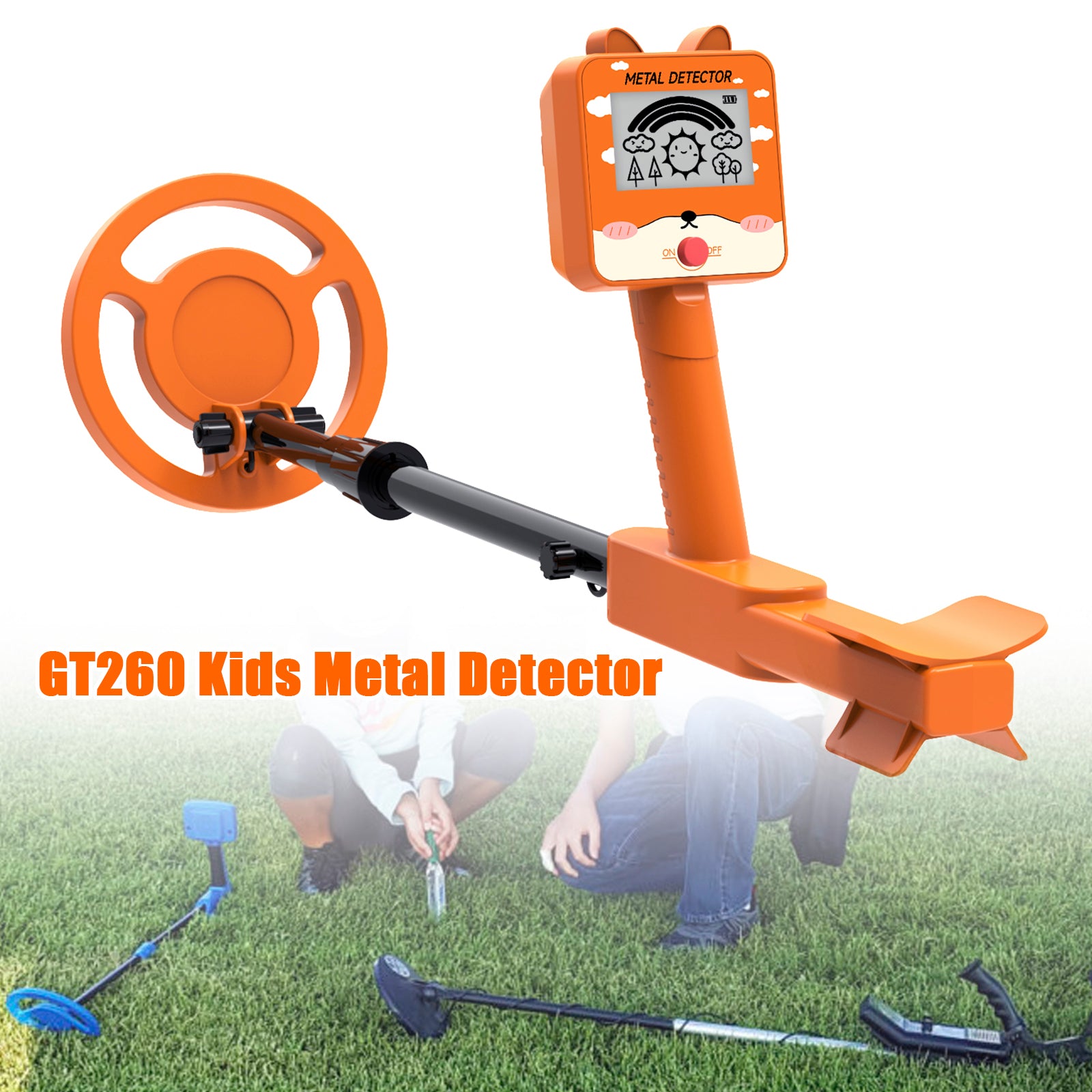 GT260 Kids Child Treasure Seeker Beginners Metal Detector Waterproof 6.3" Coil