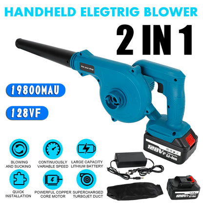 128VF 2-in-1 Cordless Leaf Blower & Vacuum – Battery-Powered Yard Dust Cleaner with Rechargeable Battery