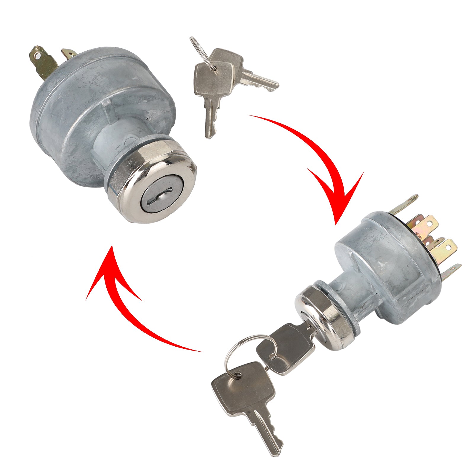 Ignition Switch with 2 Keys for John Deere 2000-8000 Series Tractors, Replaces AR58126