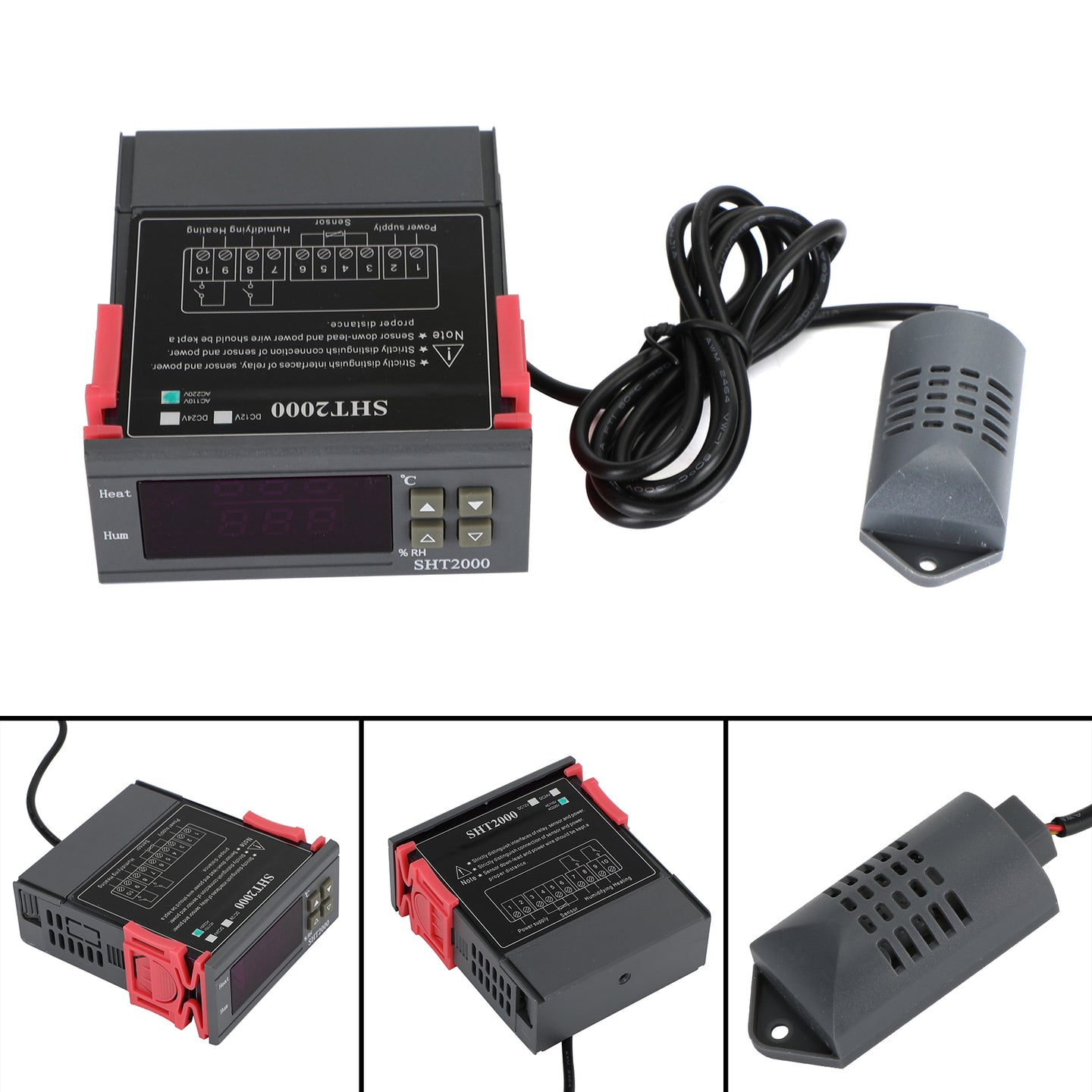 SHT2000 Temperature Humidity Hygrometer Thermostat Ac110-230V/Dc12V/24V Sensor, AC110V-220V