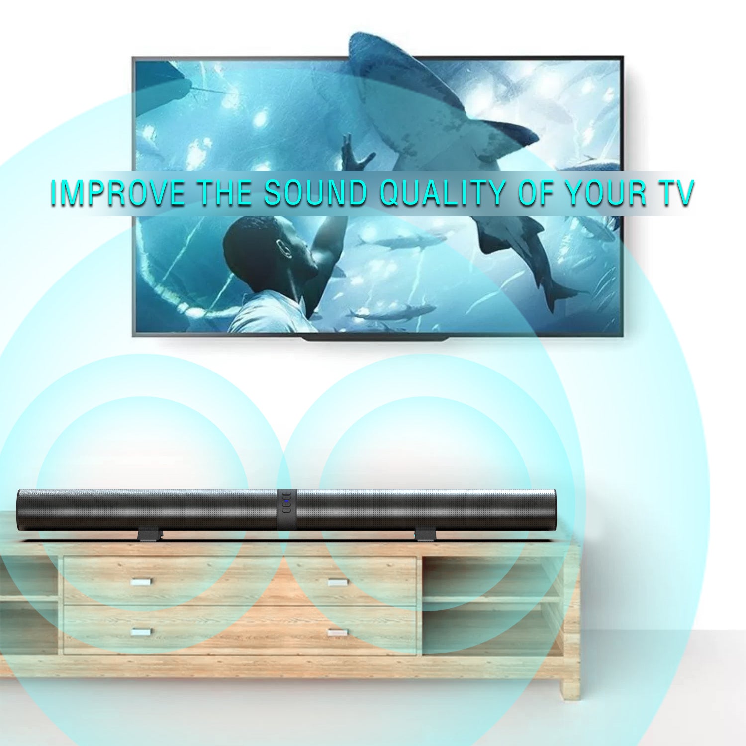 40cm Bluetooth Sound Bar System – Wireless Detachable Subwoofer & 2 Speaker Surround Audio