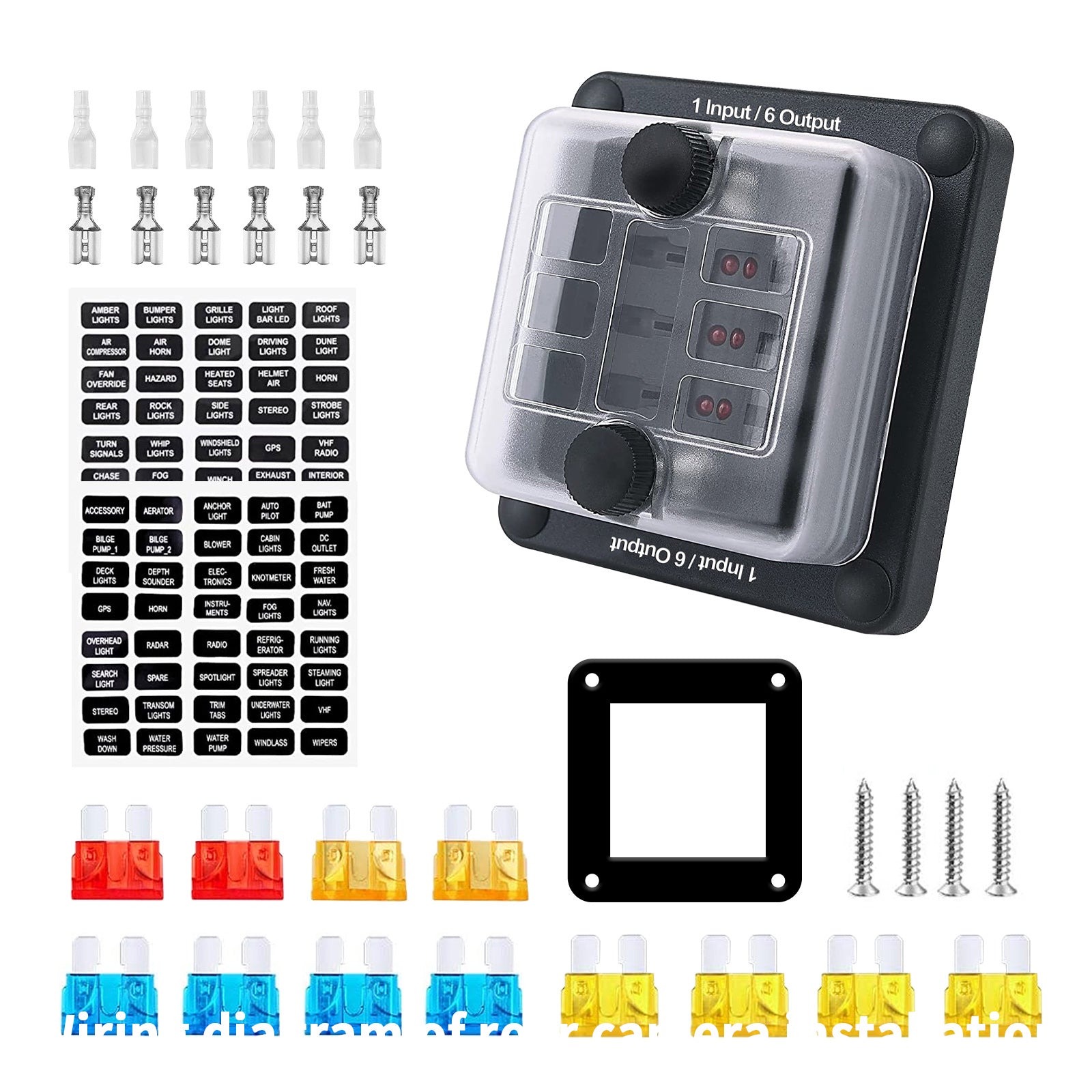 6-Way One in Six out Blade Fuse Box Block Holder ATO ATC for Car Marine Boat RV