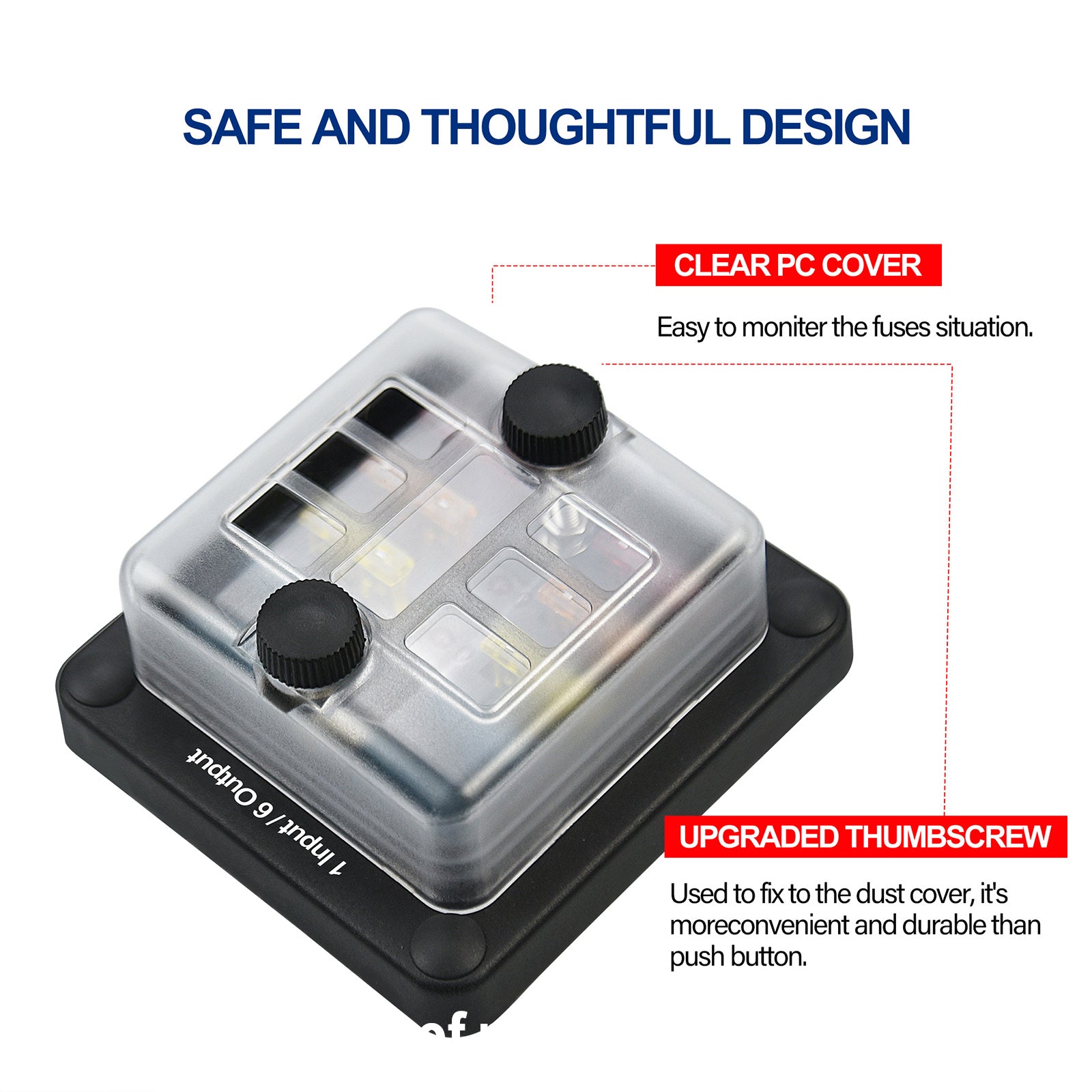 6-Way One in Six out Blade Fuse Box Block Holder ATO ATC for Car Marine Boat RV