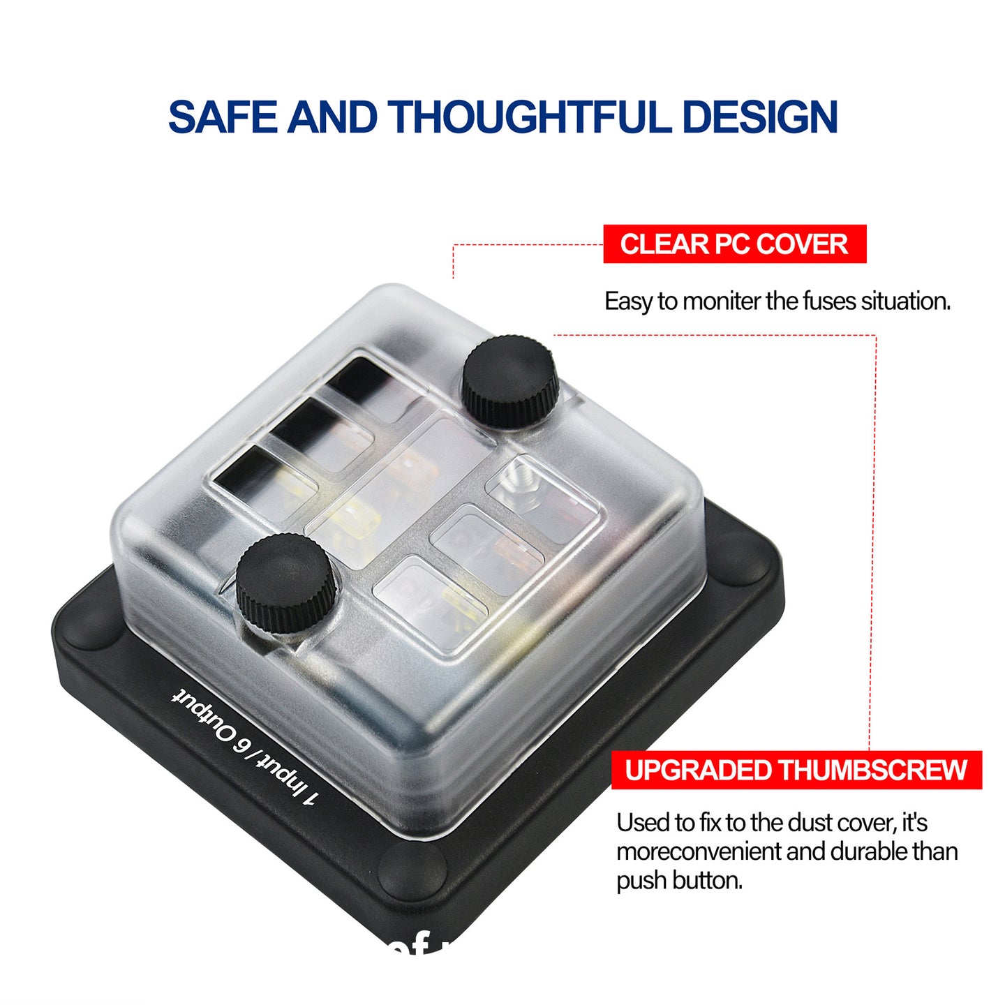 6-Way One in Six out Blade Fuse Box Block Holder ATO ATC for Car Marine Boat RV