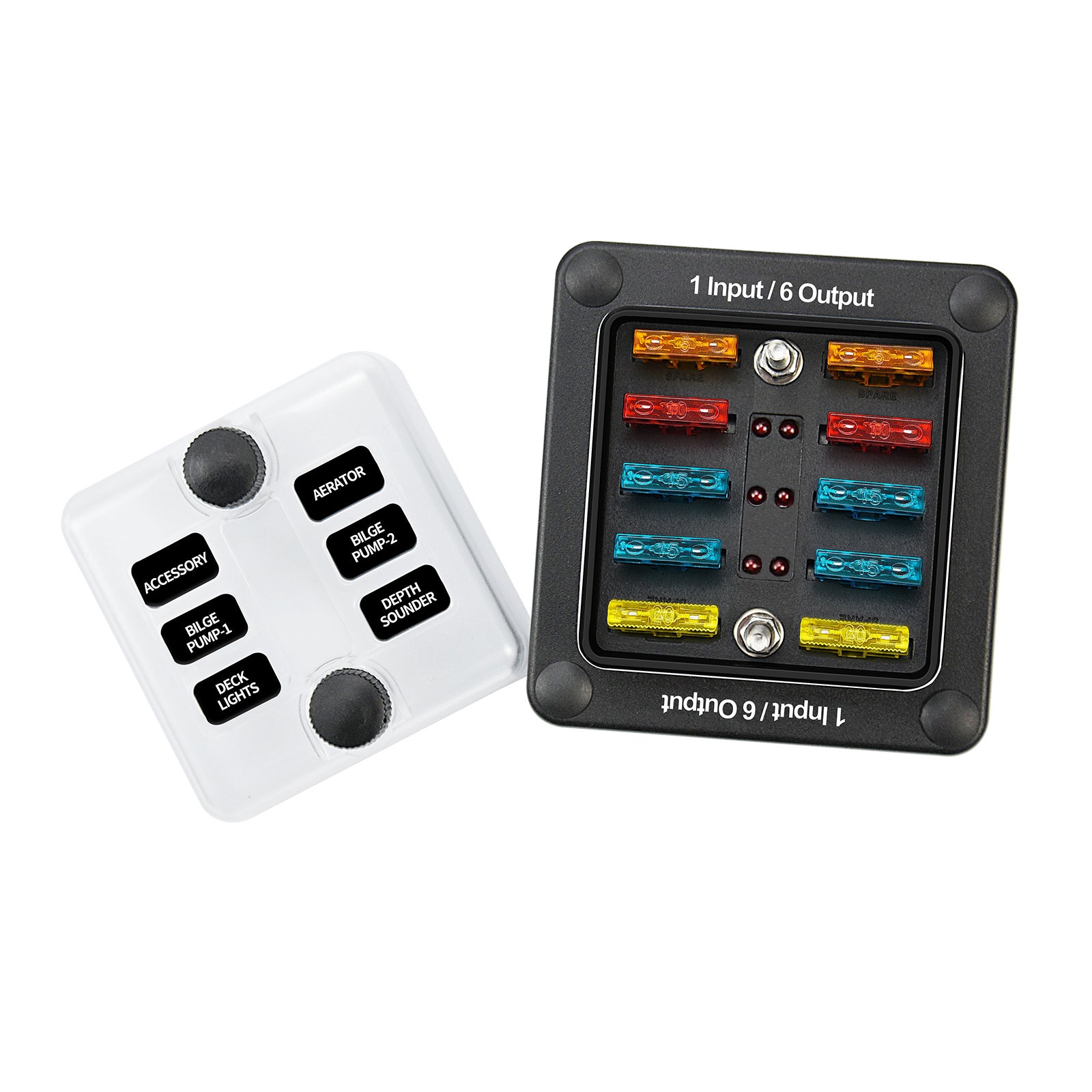 6-Way One in Six out Blade Fuse Box Block Holder ATO ATC for Car Marine Boat RV