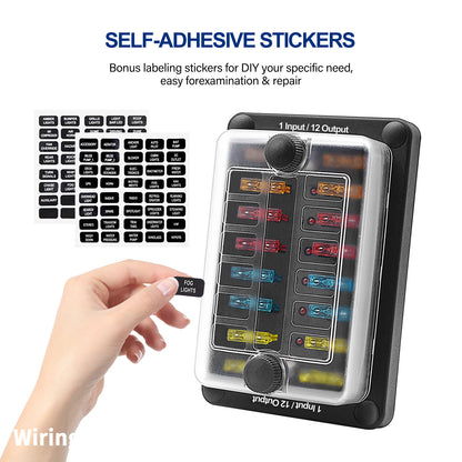 12-Way One in Twelve out Blade Fuse Box Block Holder ATO ATC for Car Marine Boat