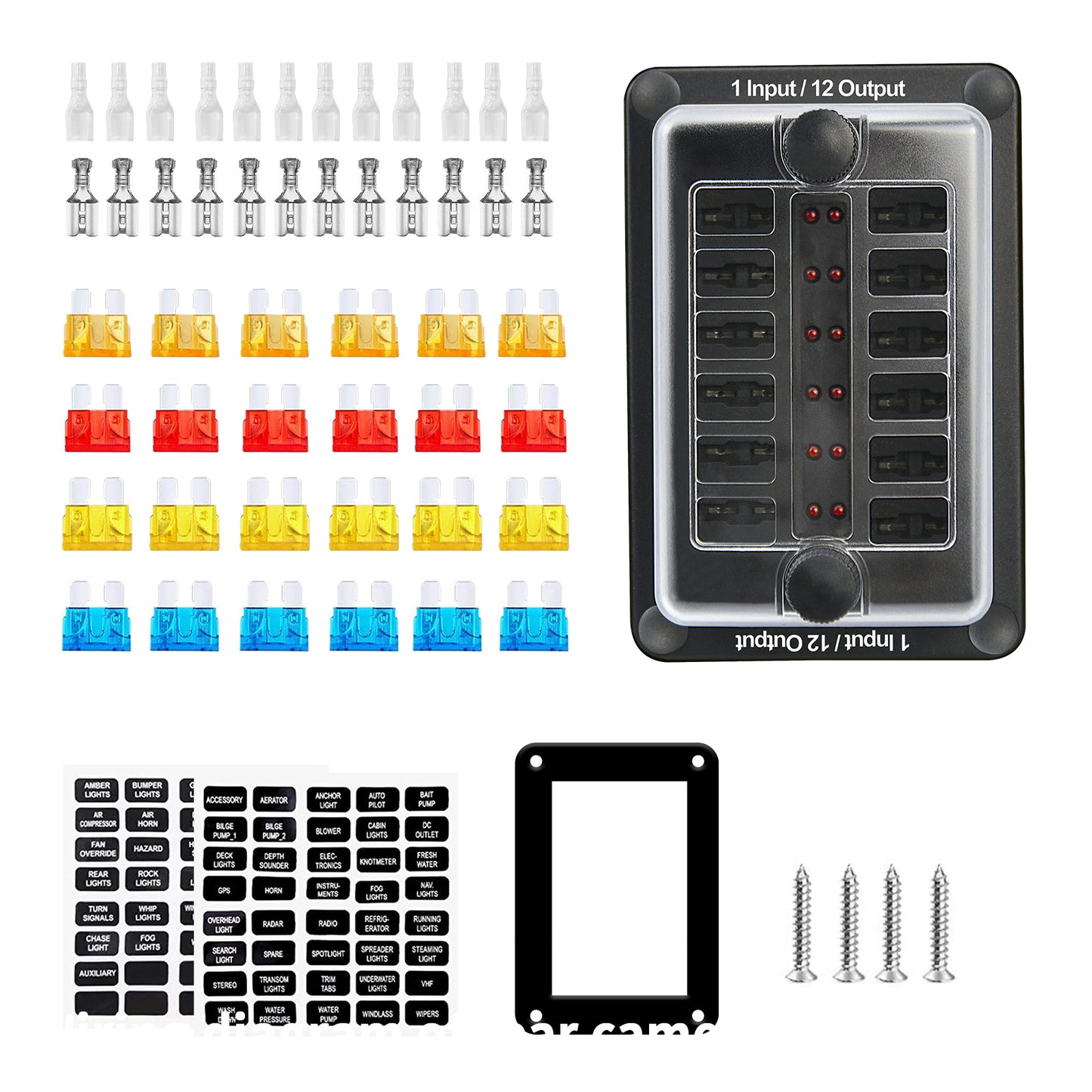 12-Way One in Twelve out Blade Fuse Box Block Holder ATO ATC for Car Marine Boat