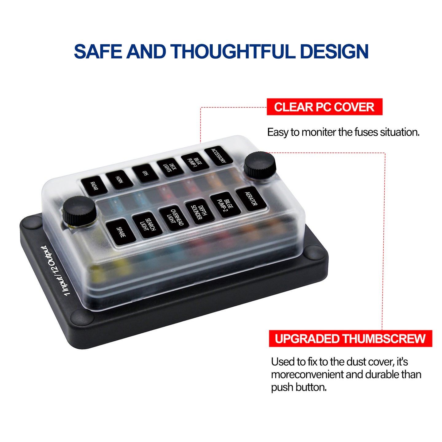 12-Way One in Twelve out Blade Fuse Box Block Holder ATO ATC for Car Marine Boat