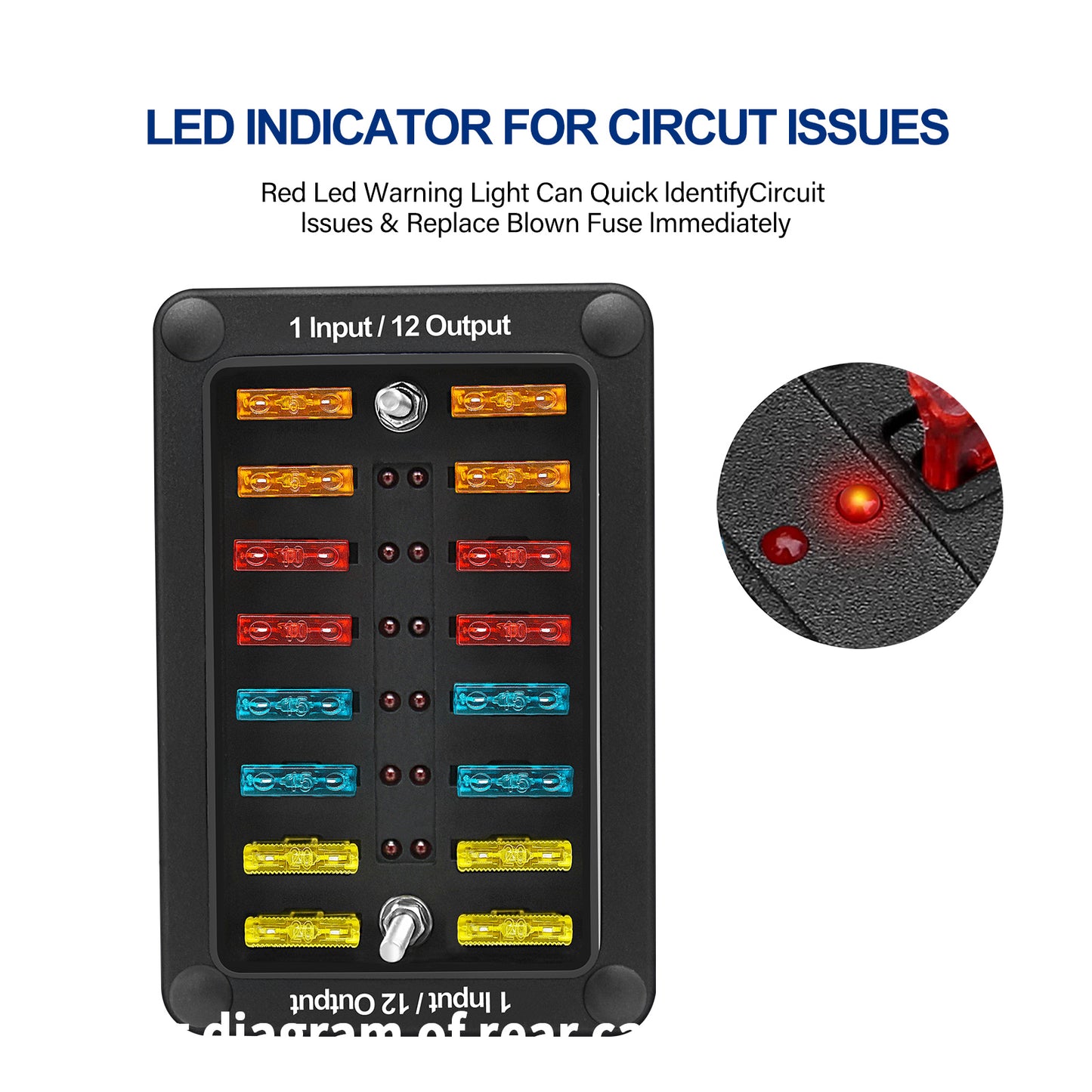 12-Way One in Twelve out Blade Fuse Box Block Holder ATO ATC for Car Marine Boat