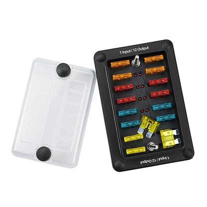 12-Way One in Twelve out Blade Fuse Box Block Holder ATO ATC for Car Marine Boat