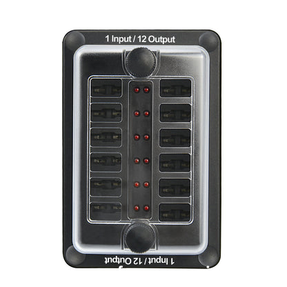 12-Way One in Twelve out Blade Fuse Box Block Holder ATO ATC for Car Marine Boat
