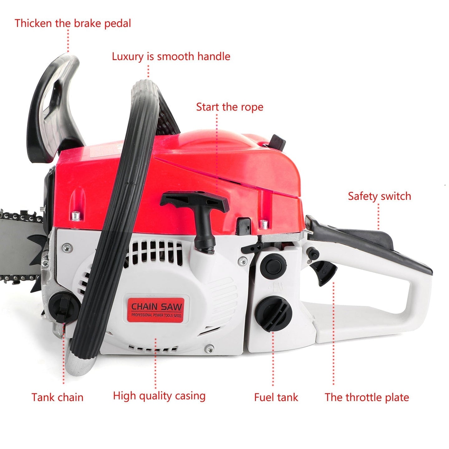 52CC Gas Chainsaw 20-Inch, 2-Cycle Petrol Chain Saw for Wood Cutting
