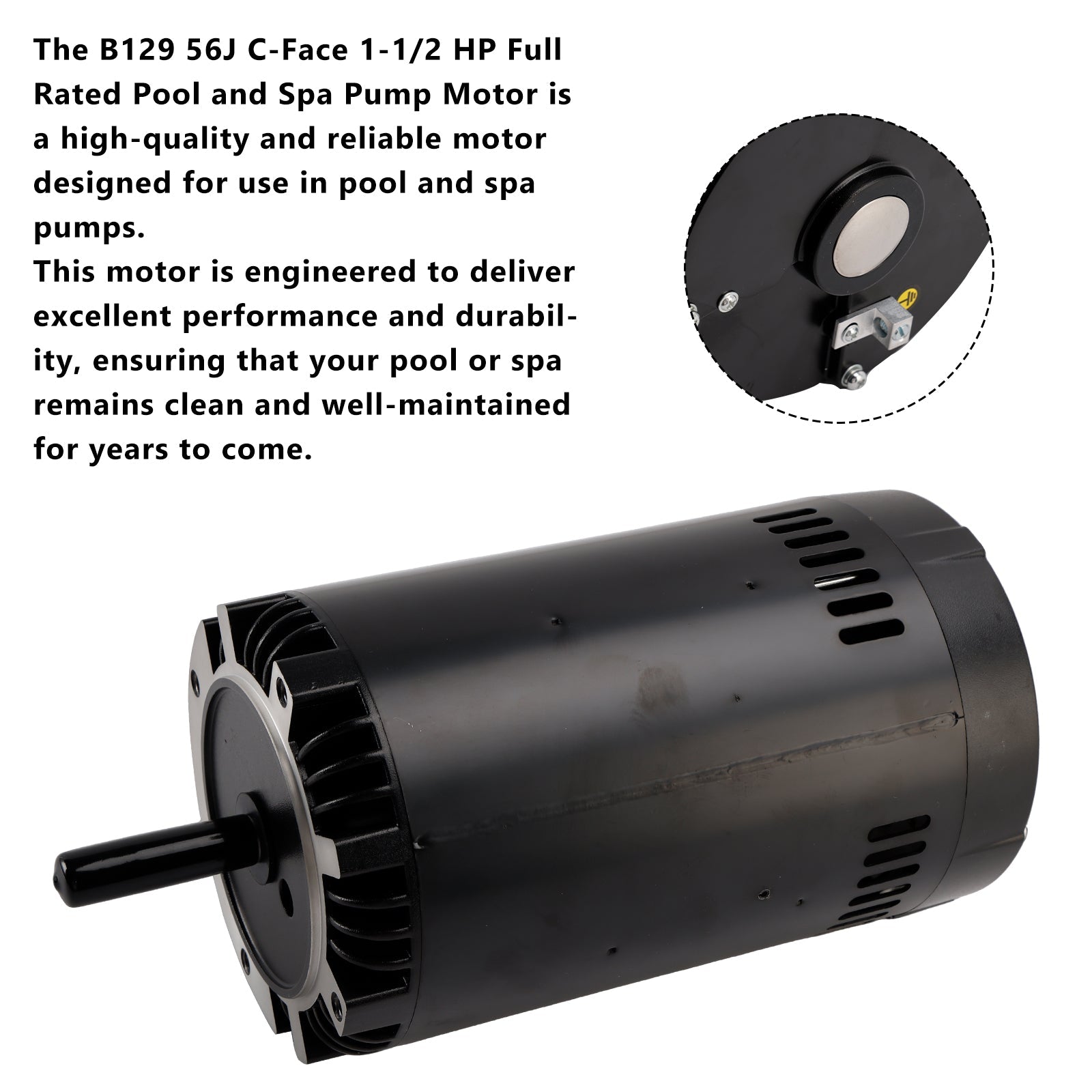B129 Pool Pump Motor 1.5HP 56J Frame 115/230V Replacement Swimming Pool Motor