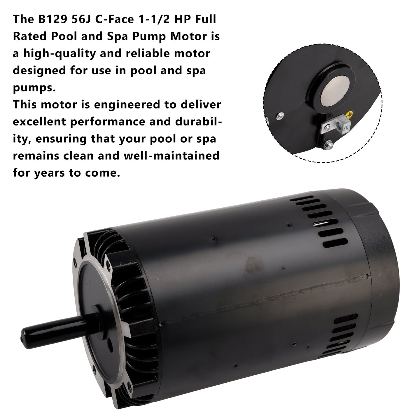 B129 Pool Pump Motor 1.5HP 56J Frame 115/230V Replacement Swimming Pool Motor