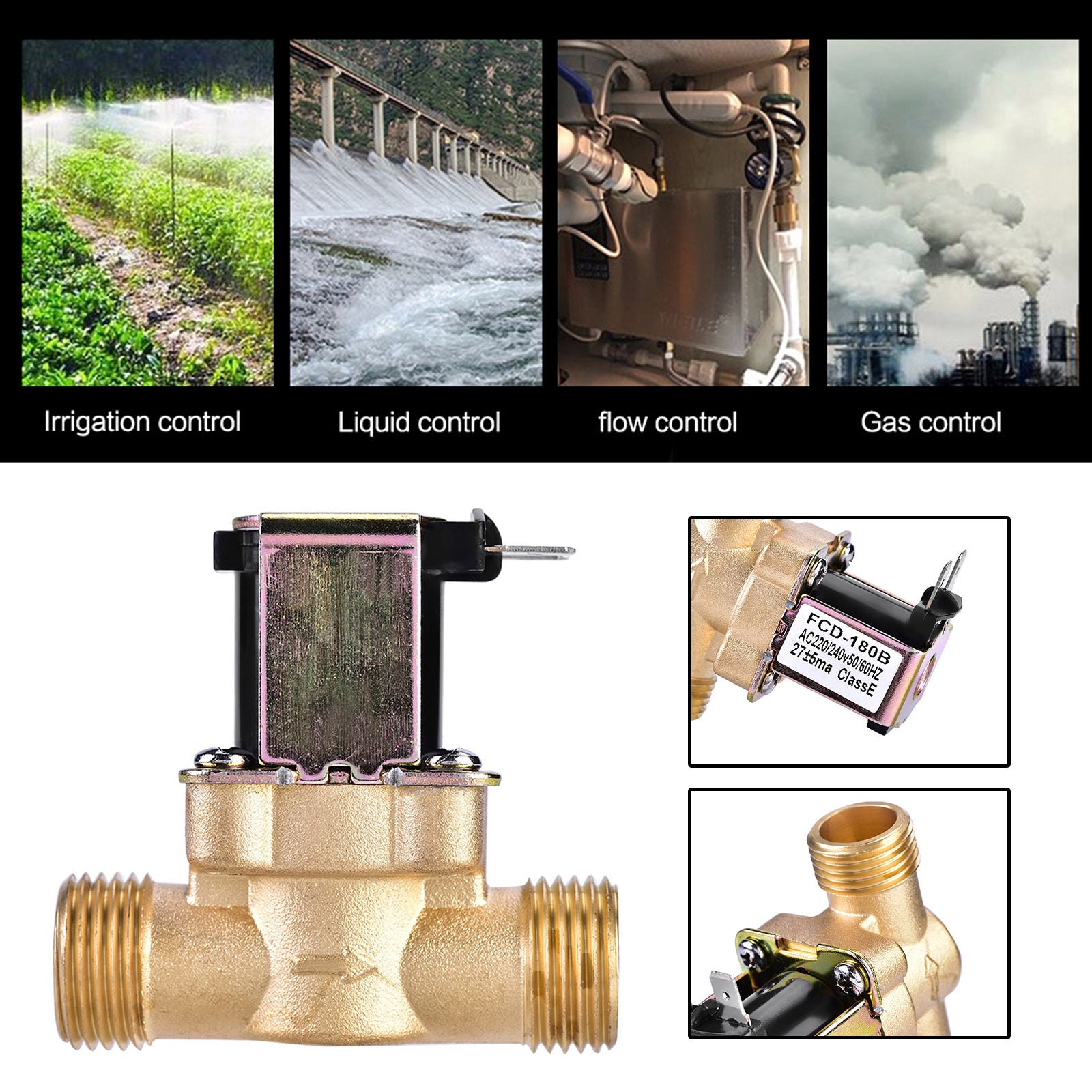 1/2" AC 220V Normally Closed Brass Electric Solenoid Valve For Water Control