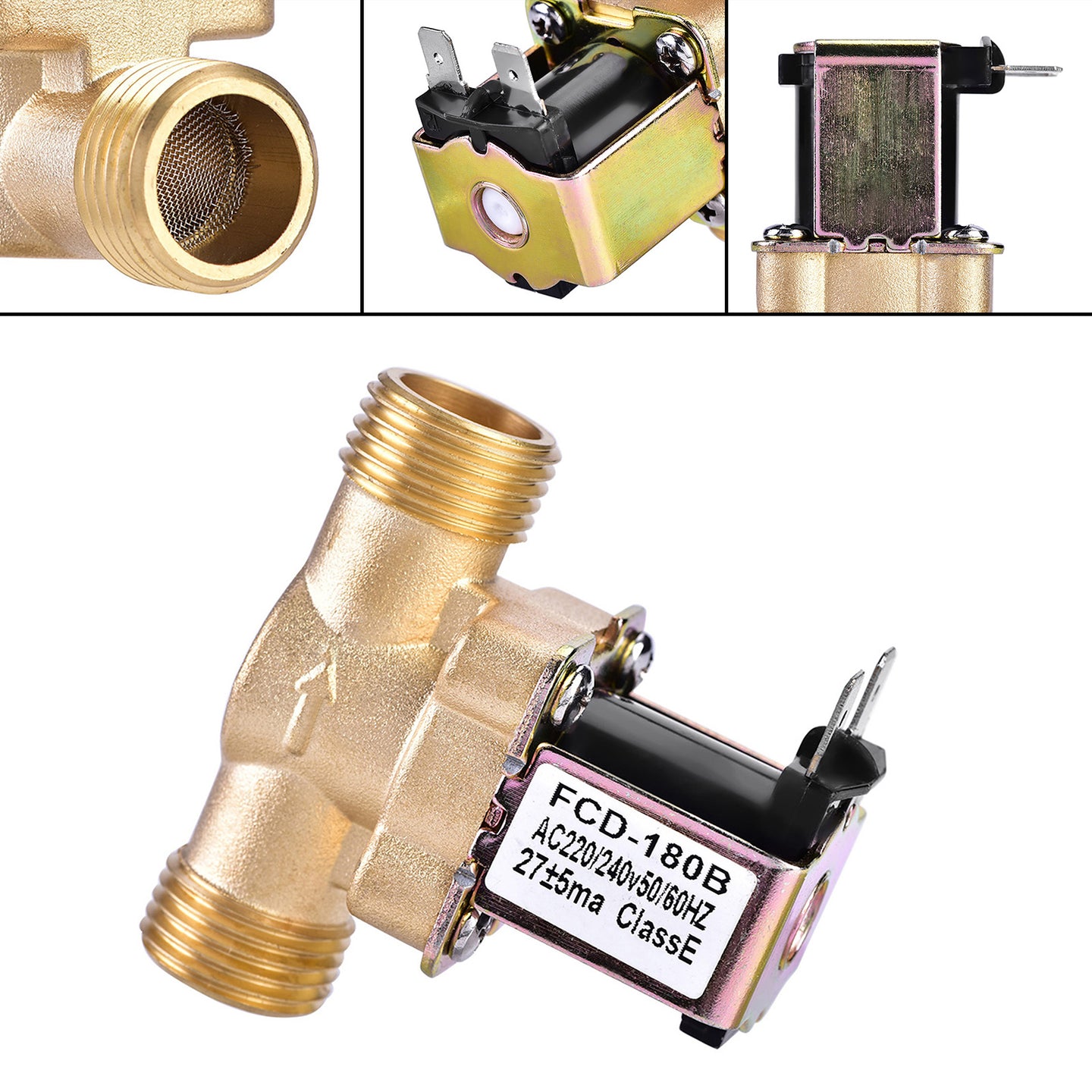 1/2" AC 220V Normally Closed Brass Electric Solenoid Valve For Water Control