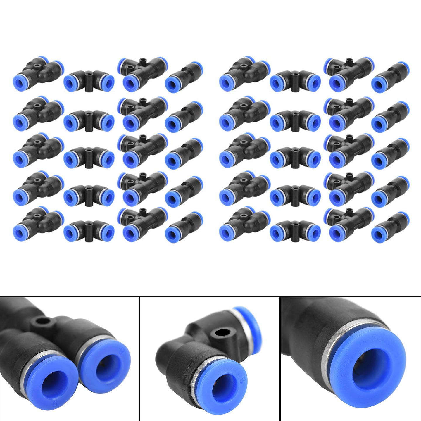 40Pcs Quick 6mm OD 1/4" Plastic Pneumatic Push Connector Air Line Fittings