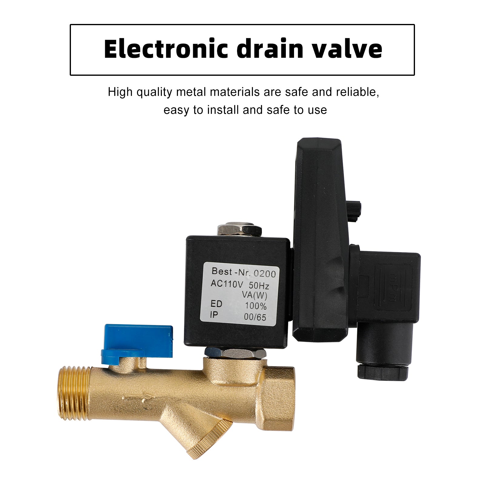 1/2" Automatic Electronic Timed Air Compressor Condensate Auto Drain Valve, AC110V / One-body Type