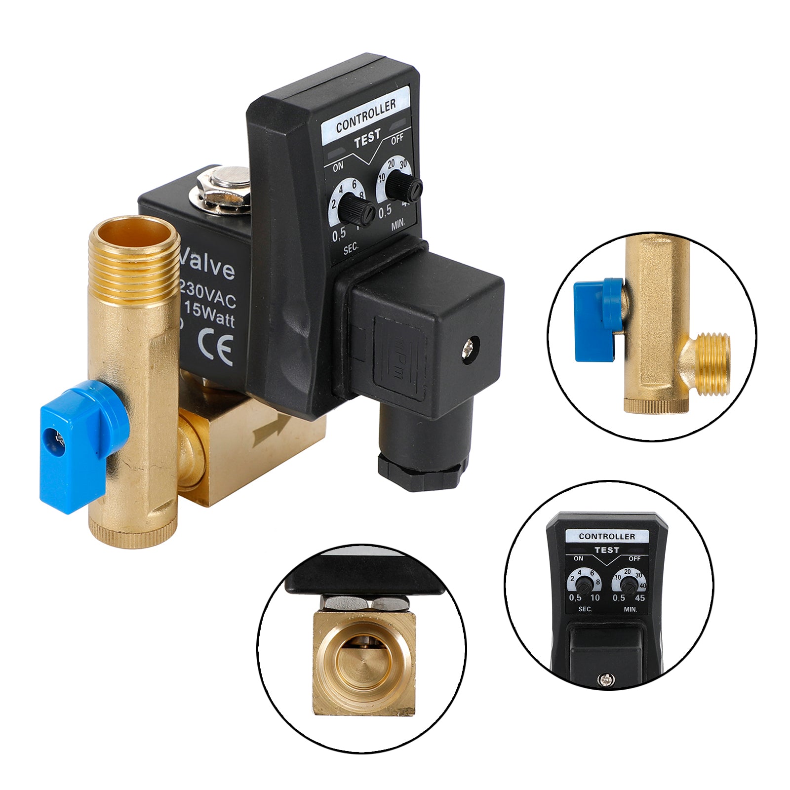 1/2" Automatic Electronic Timed Air Compressor Condensate Auto Drain Valve, AC220V / Split-body Type