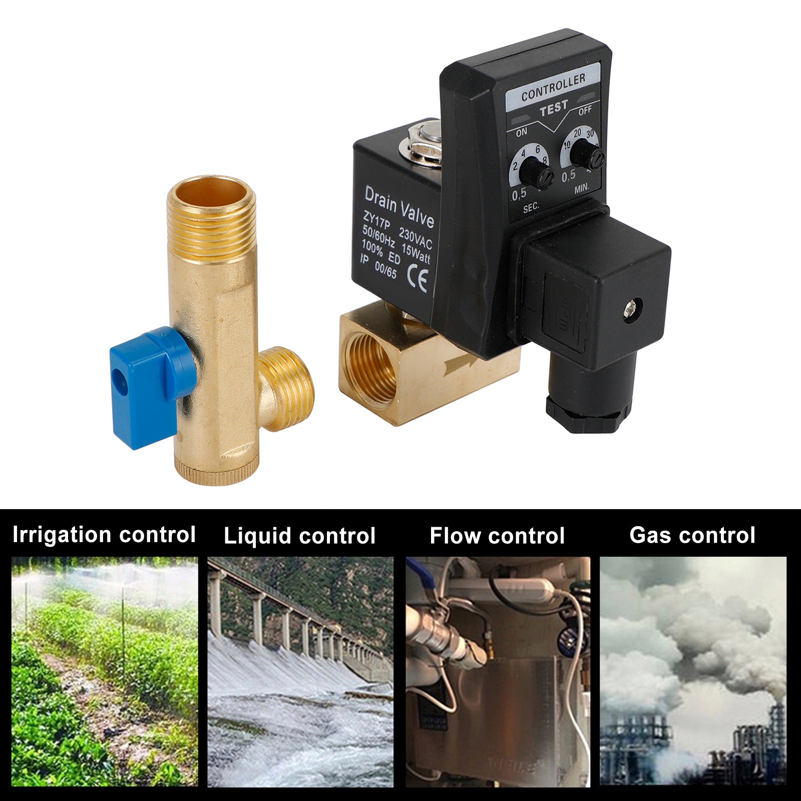 1/2" Automatic Electronic Timed Air Compressor Condensate Auto Drain Valve, AC220V / Split-body Type
