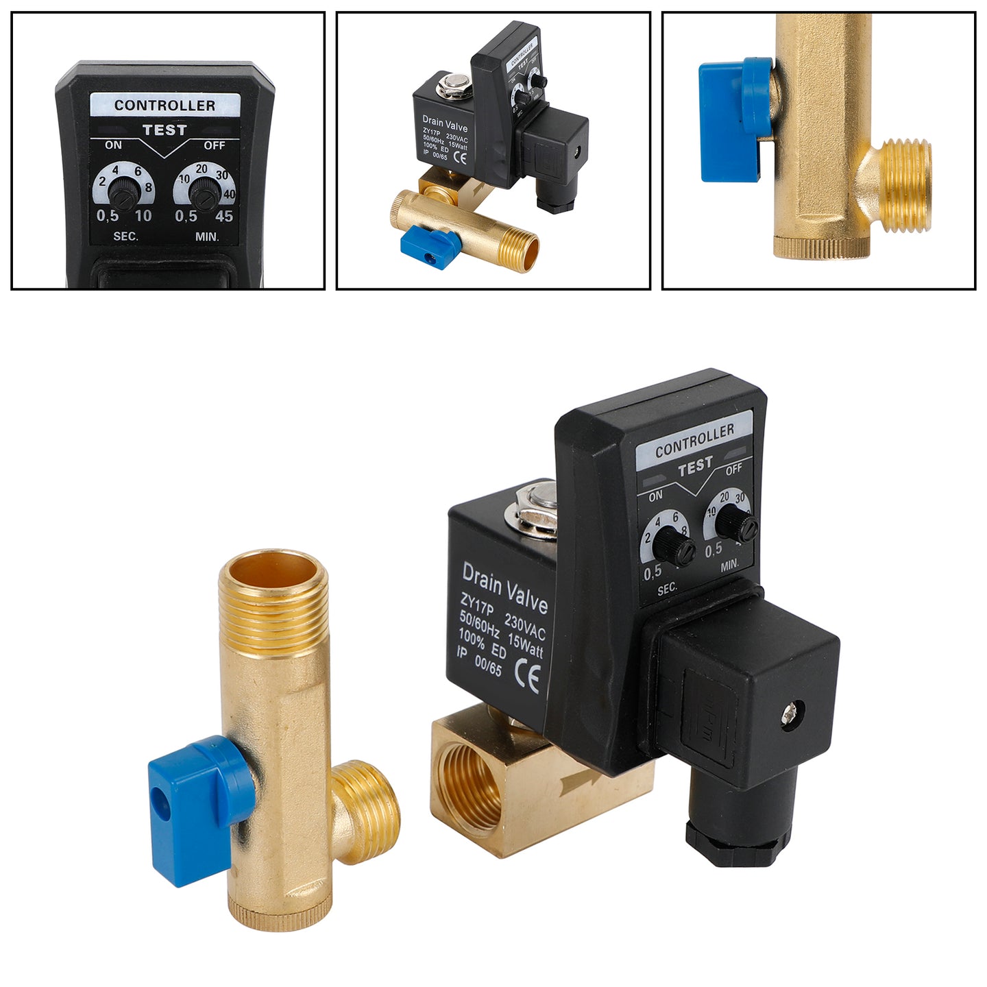 1/2" Automatic Electronic Timed Air Compressor Condensate Auto Drain Valve, AC220V / Split-body Type