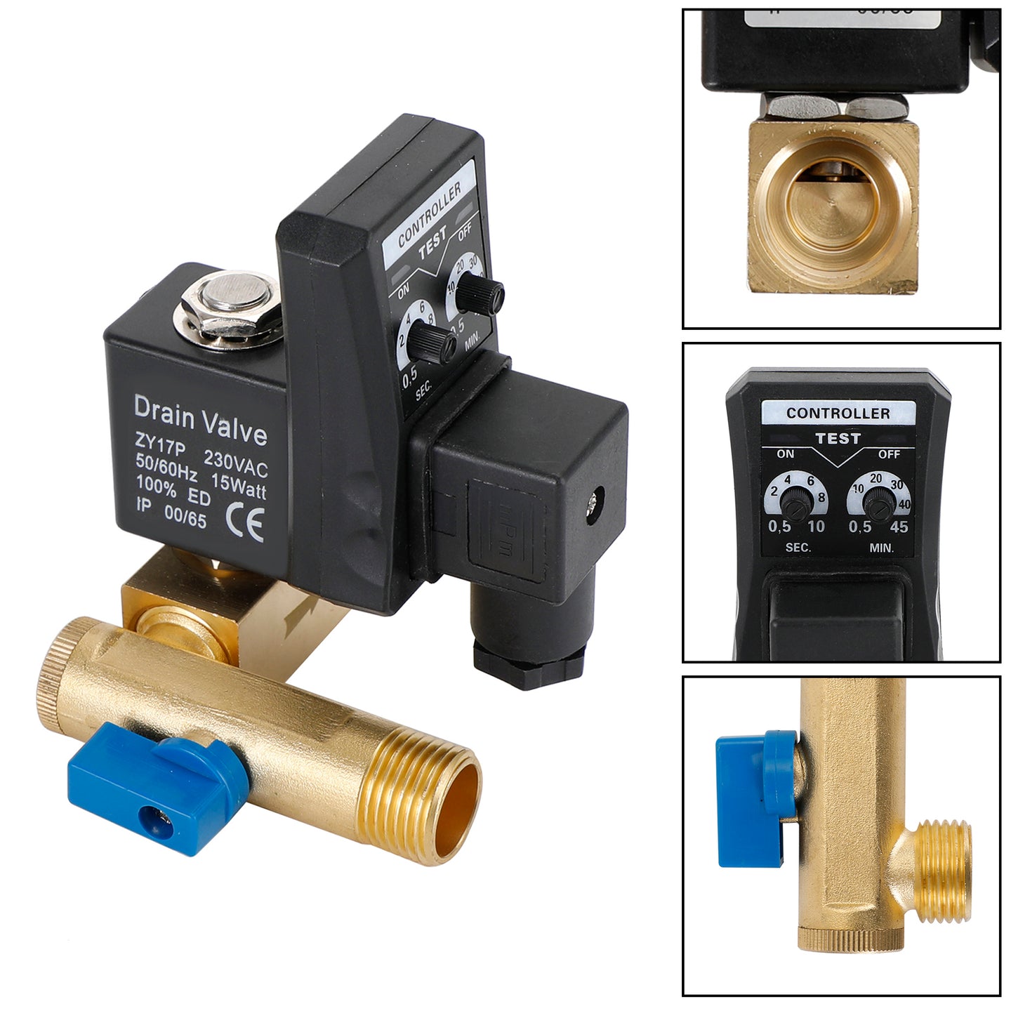 1/2" Automatic Electronic Timed Air Compressor Condensate Auto Drain Valve, AC220V / Split-body Type