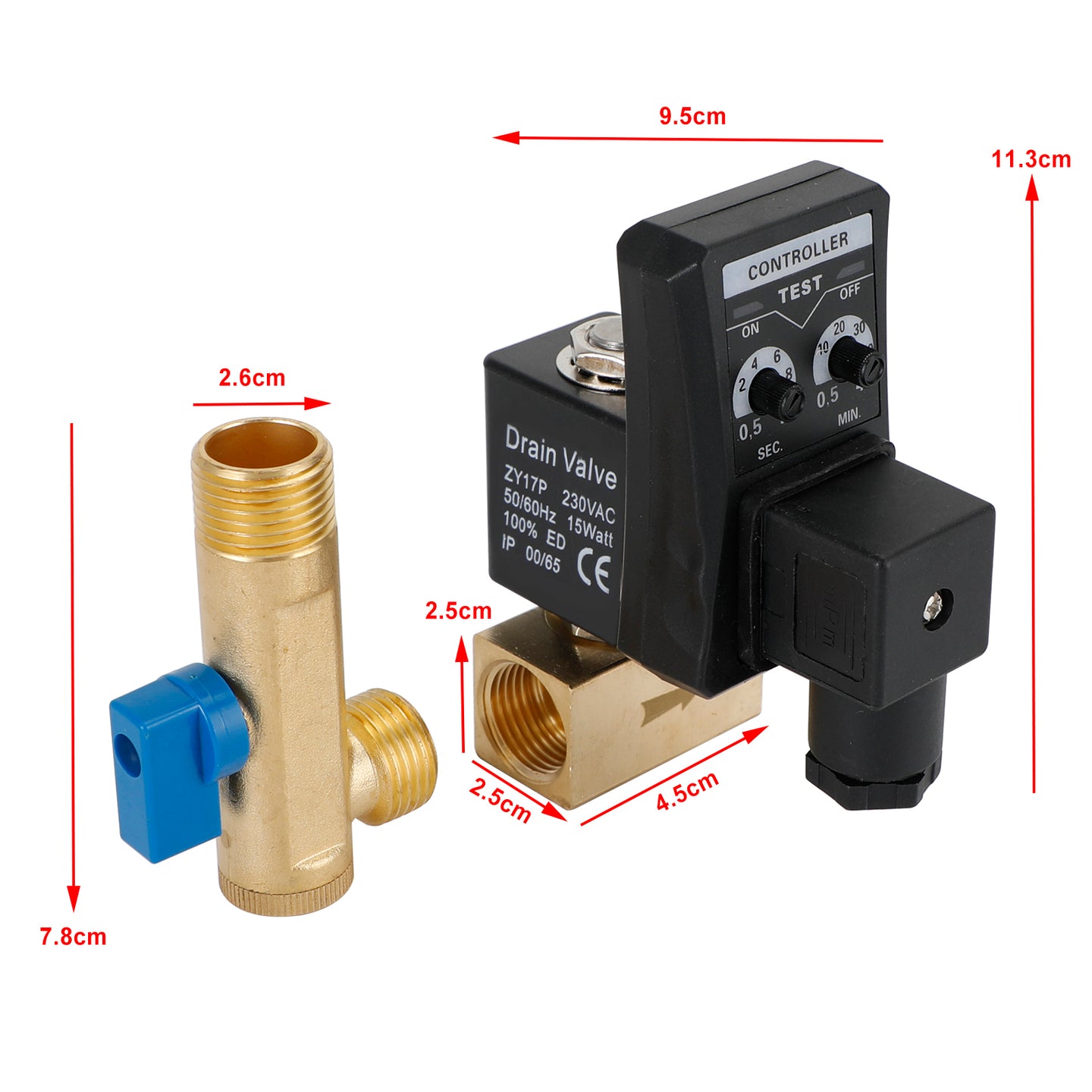 1/2" Automatic Electronic Timed Air Compressor Condensate Auto Drain Valve, AC220V / Split-body Type