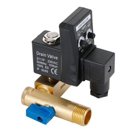 1/2" Automatic Electronic Timed Air Compressor Condensate Auto Drain Valve, AC220V / Split-body Type