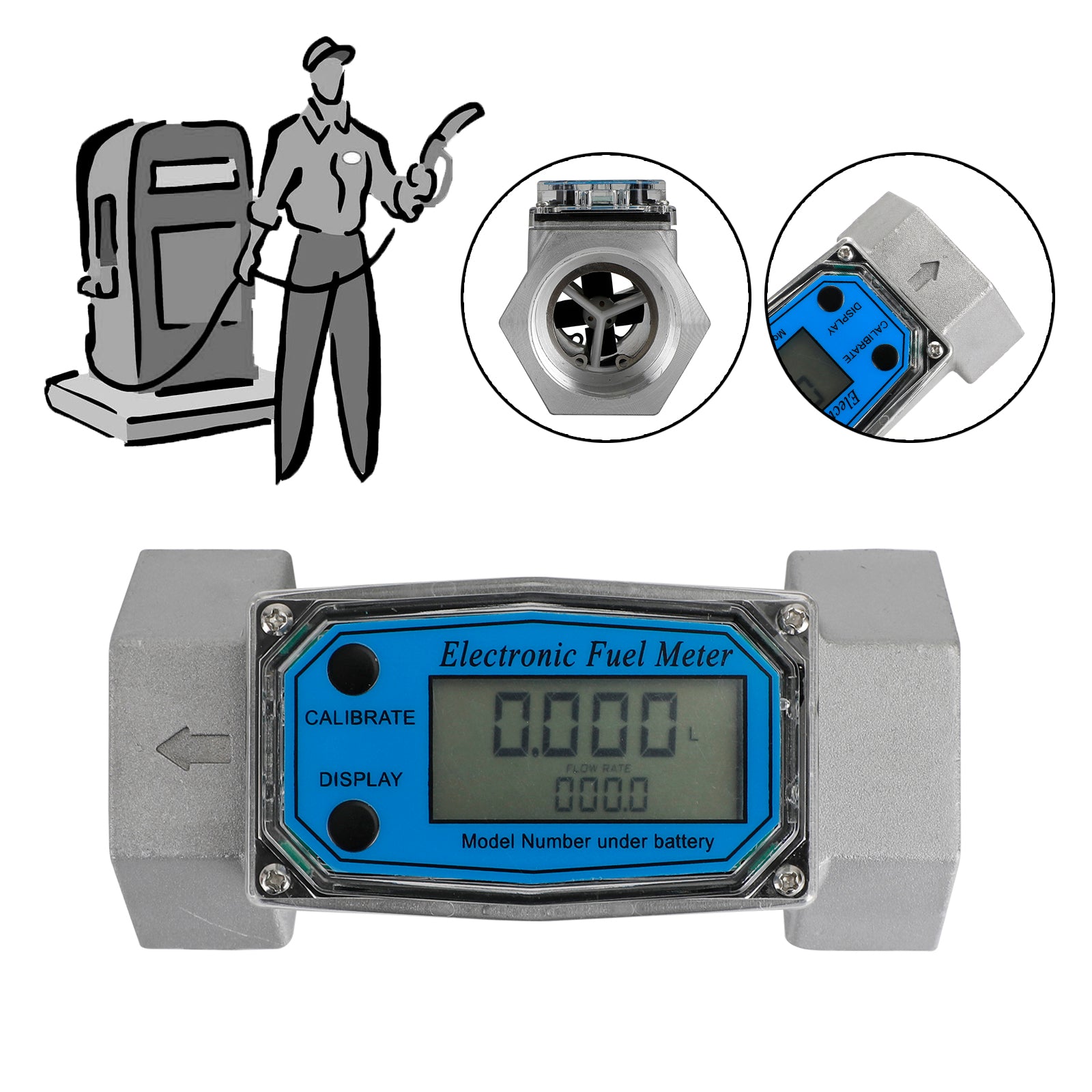 1.5Inch Turbine Digital Diesel Fuel Flow Meter Oval Gear Flow Gauge BSPT/NPT