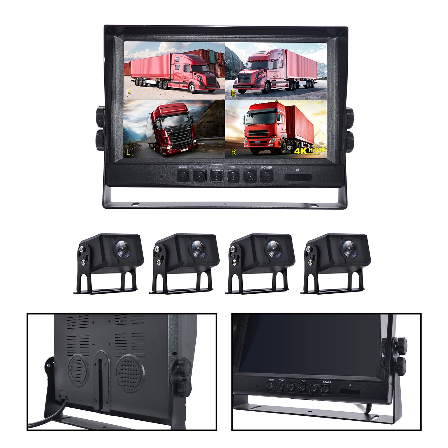 9inch Monitor DVR Driving Video Recorder for RV Truck Bus+4 Rear View Backup Camera