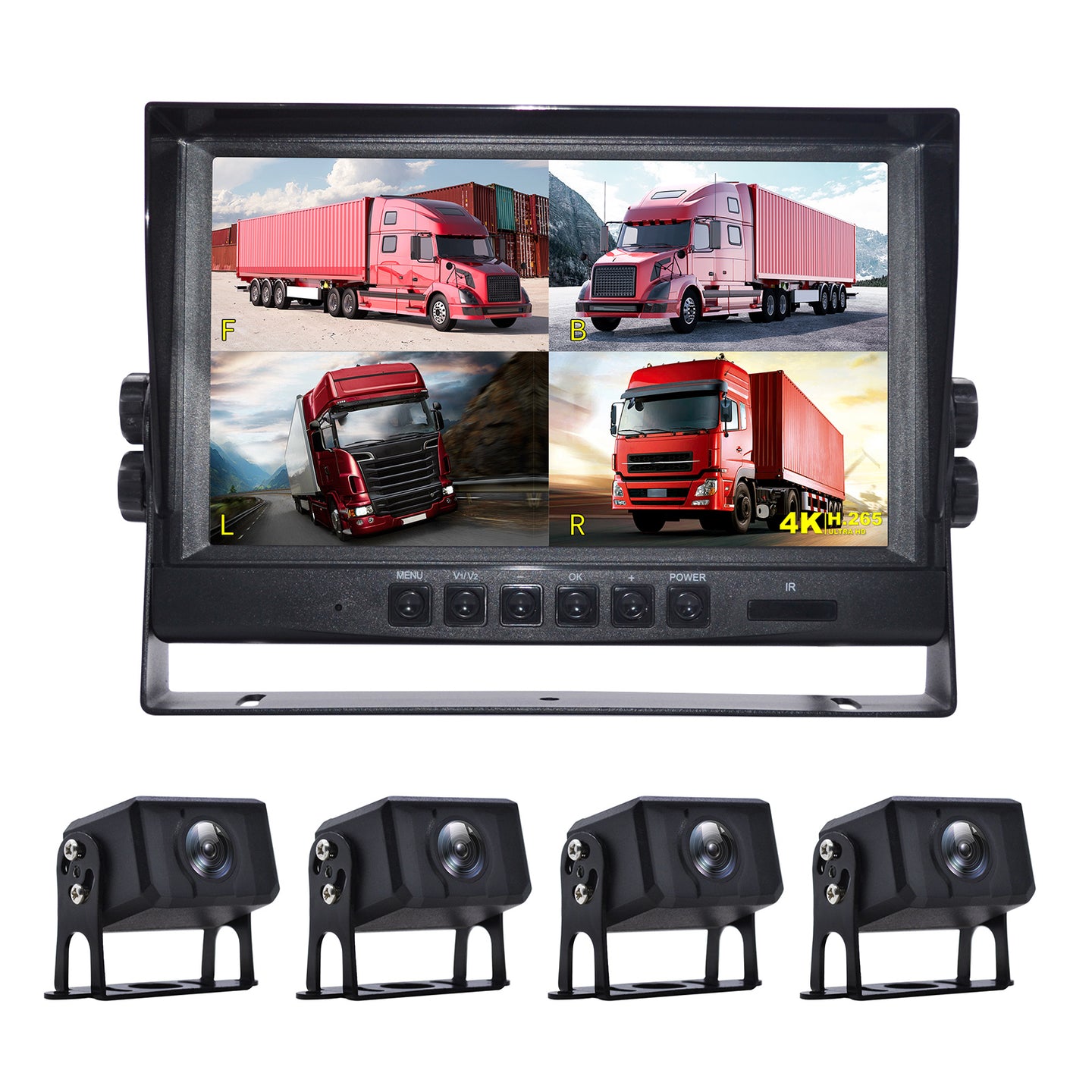 9inch Monitor DVR Driving Video Recorder for RV Truck Bus+4 Rear View Backup Camera