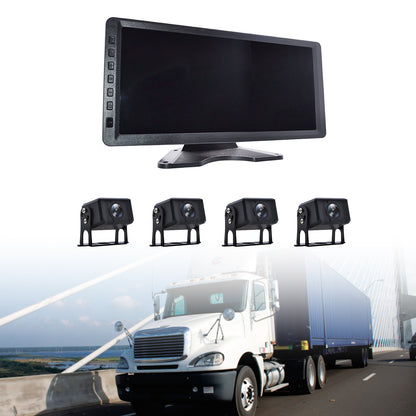 10.36inch Monitor DVR Driving Video Recorder Key for RV Truck Bus + 4 Backup Camera