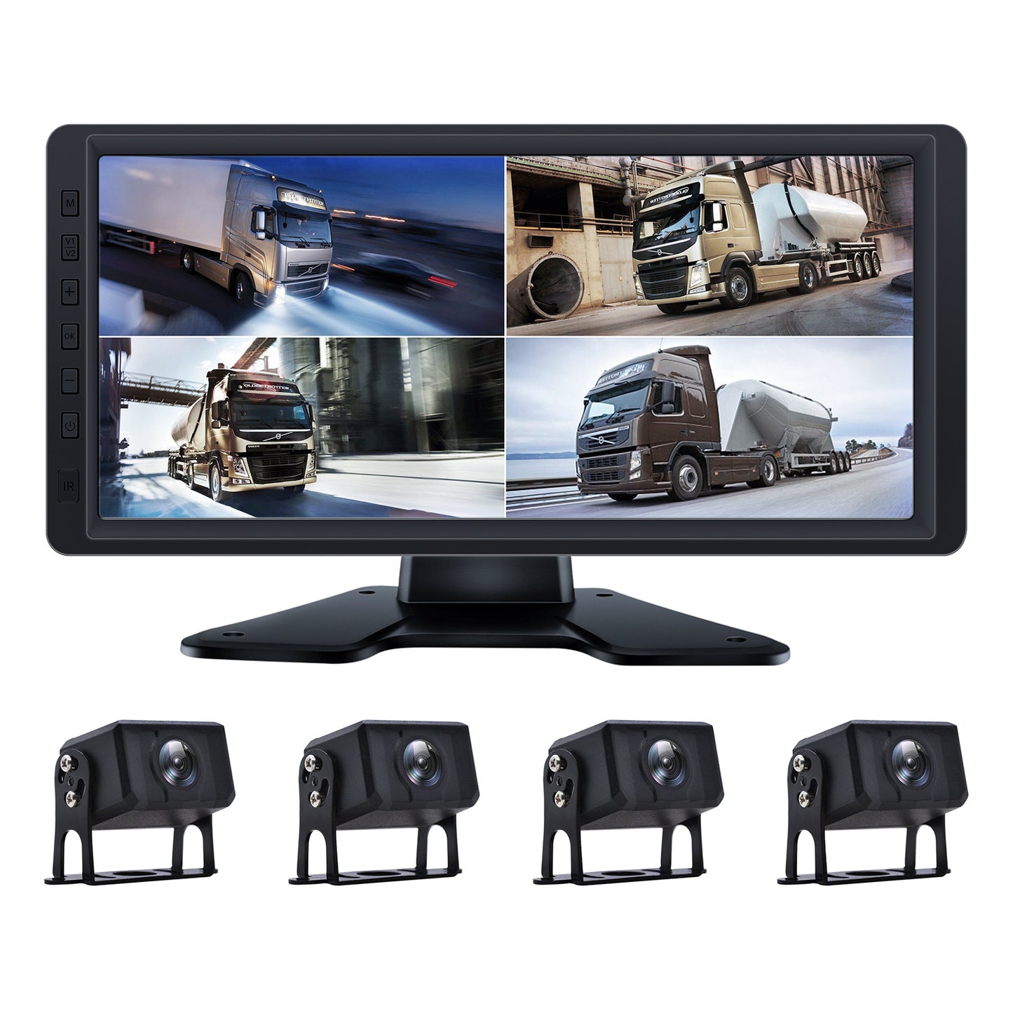 10.36inch Monitor DVR Driving Video Recorder Key for RV Truck Bus + 4 Backup Camera