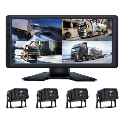 10.36inch Monitor DVR Driving Video Recorder Key for RV Truck Bus + 4 Backup Camera