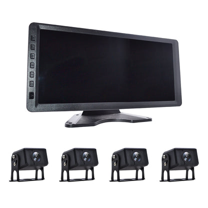 10.36inch Monitor DVR Driving Video Recorder Key for RV Truck Bus + 4 Backup Camera