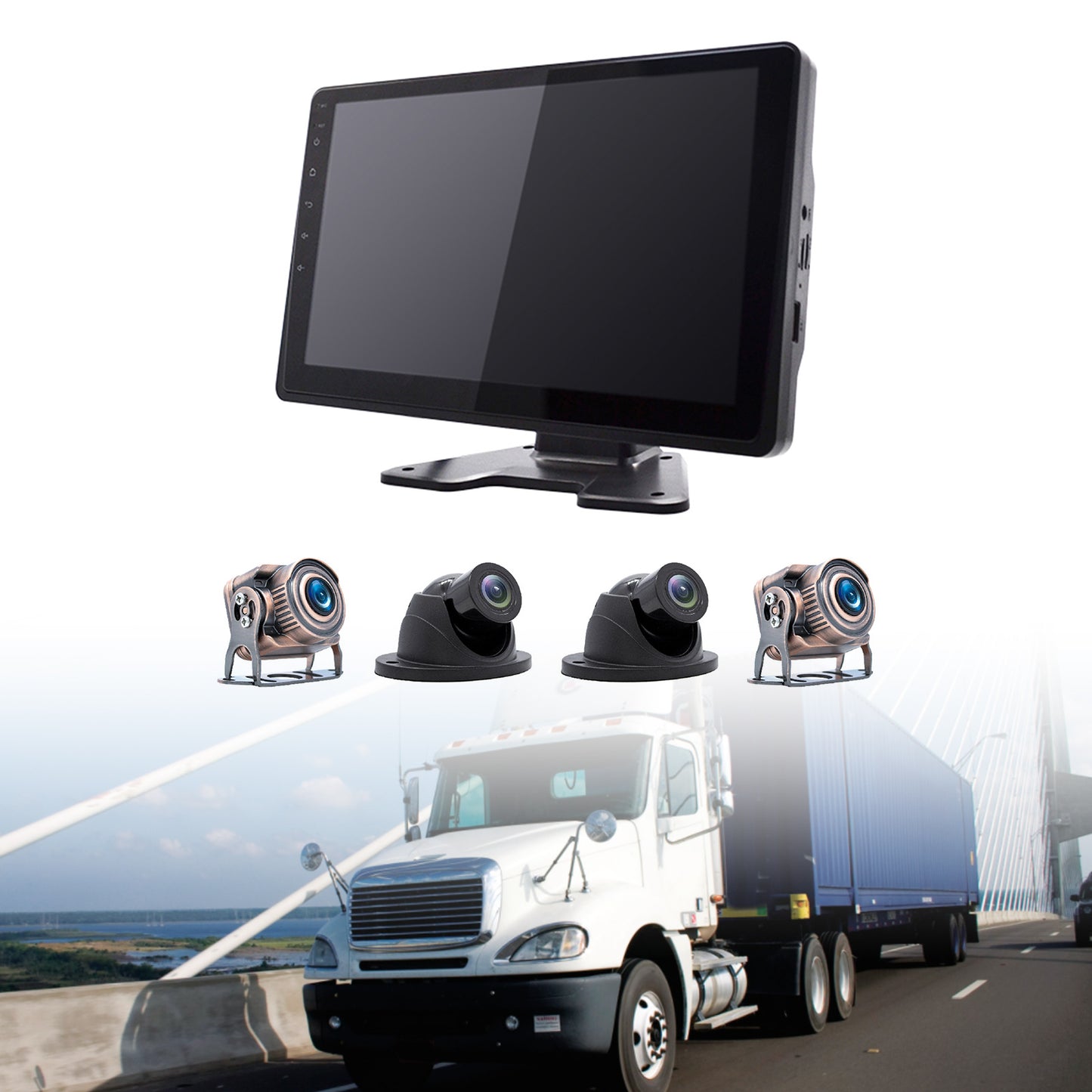 10.1inchMonitor DVR Driving Video Recorder Touch Screen GPS for RV Truck Bus Camera