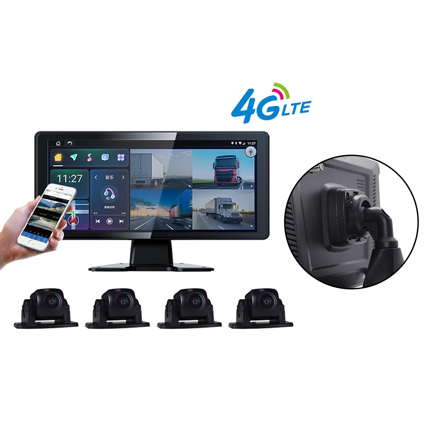 10.36inch Monitor DVR Driving Video Recorder Touch Screen GPS AI for RV Truck Bus