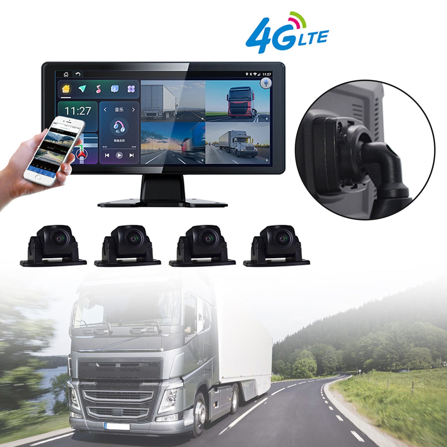 10.36inch Monitor DVR Driving Video Recorder Touch Screen GPS AI for RV Truck Bus