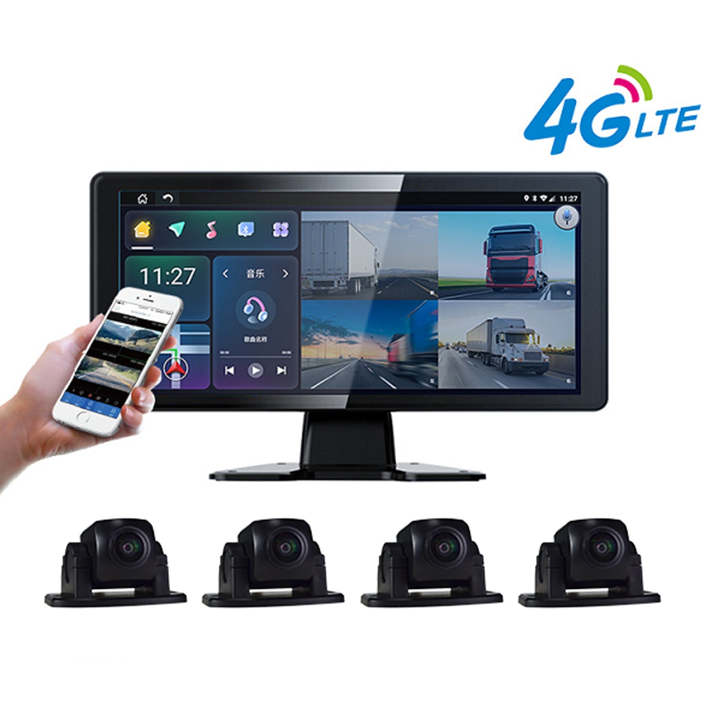 10.36inch Monitor DVR Driving Video Recorder Touch Screen GPS AI for RV Truck Bus