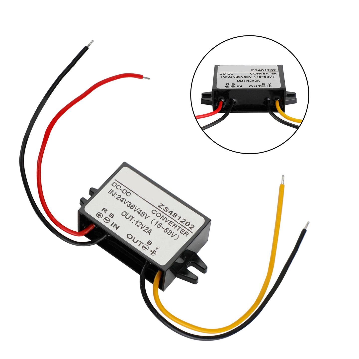Waterproof DC-DC Converter 24V 36V 48V Step Down to 12V Power Supply Module, 2A