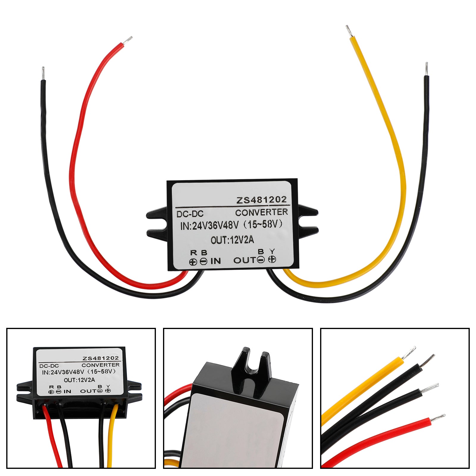 Waterproof DC-DC Converter 24V 36V 48V Step Down to 12V Power Supply Module, 2A