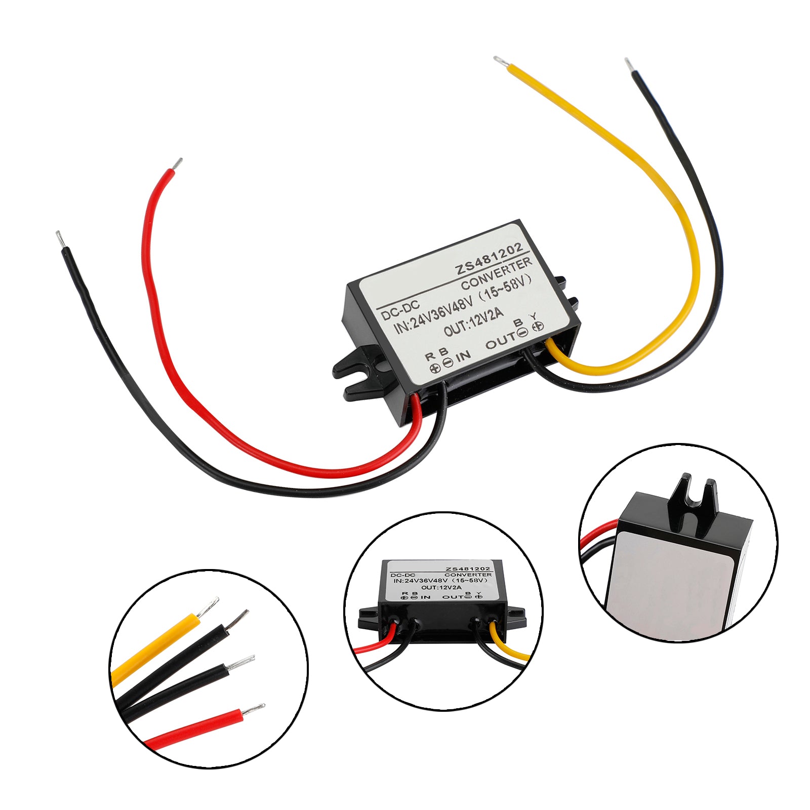 Waterproof DC-DC Converter 24V 36V 48V Step Down to 12V Power Supply Module, 2A