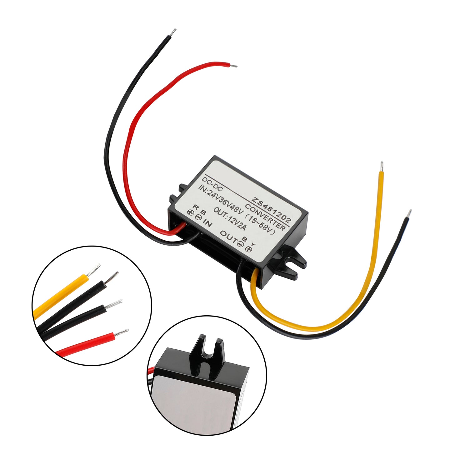 Waterproof DC-DC Converter 24V 36V 48V Step Down to 12V Power Supply Module, 2A