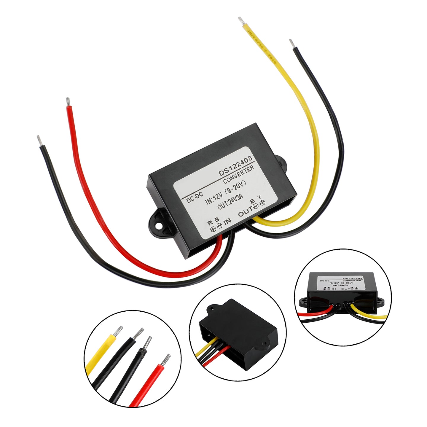 Waterproof DC-DC Boost Step-Up Converter 12V to 24V Car Power Supply Module, 3A