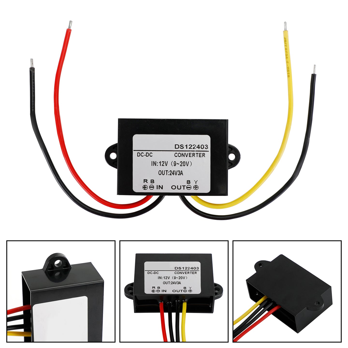Waterproof DC-DC Boost Step-Up Converter 12V to 24V Car Power Supply Module, 3A