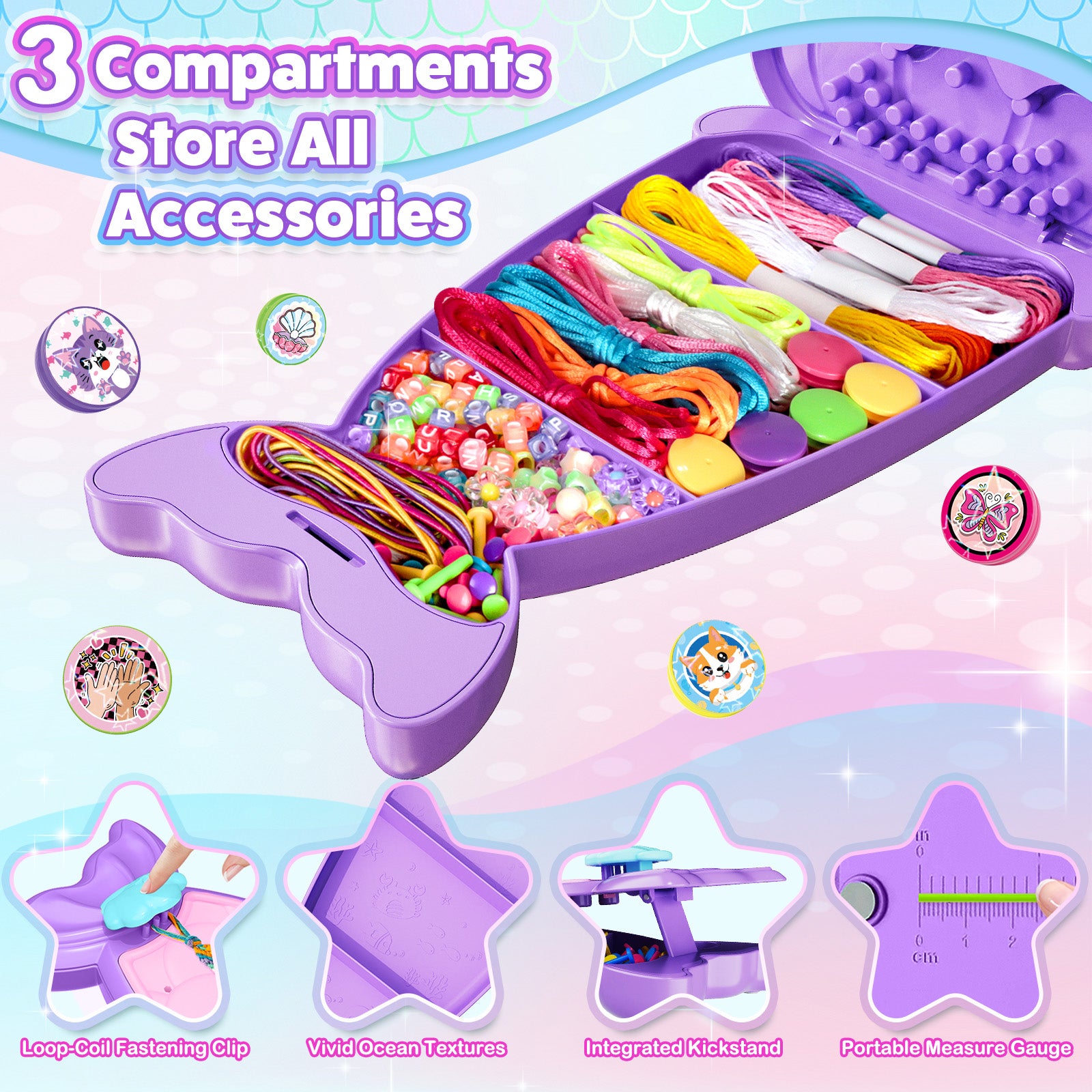 Friendship Bracelet Making Kit DIY Art Craft 6-12 Year Girl Birthday Gift Purple